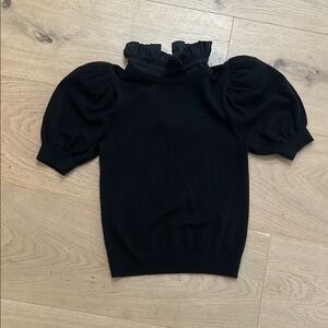 Alice + Olivia Black Ruffle Top